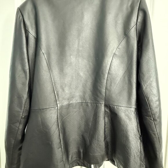 Vintage Black Leather Jacket Women’s New Port News Size M Excellent - Picture 10 of 10